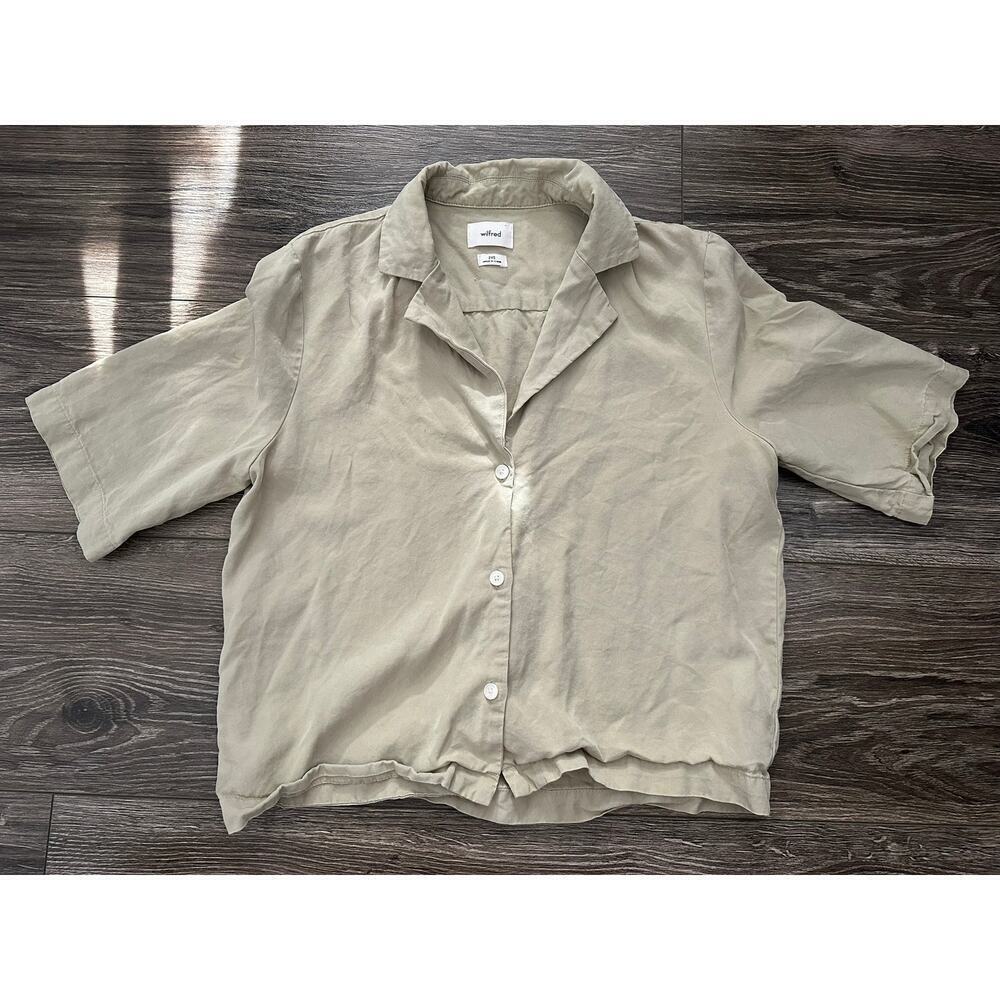 Wilfred Aritzia Gray/Green Button Shirt size 2XS